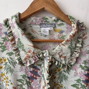 Ulla Popken Floral Silk Blouse